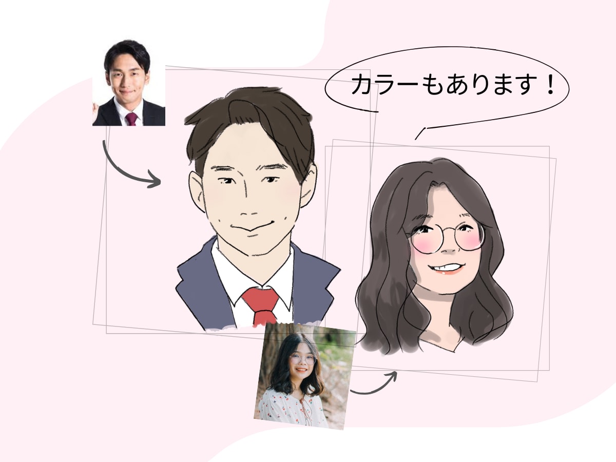 抜け感あるおしゃれなシンプル似顔絵描きます プレゼントにも♪軽やかなタッチの似顔絵作成いたします イメージ3