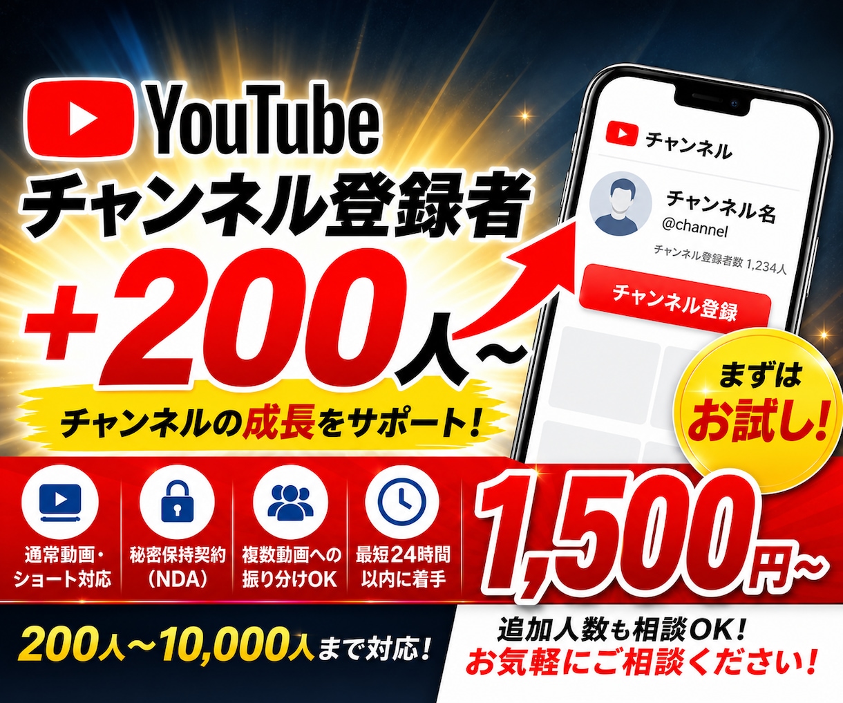 YouTubeチャンネル成長サポートします まずはお試し1500円〜 初出品キャンペーン中です！ イメージ1