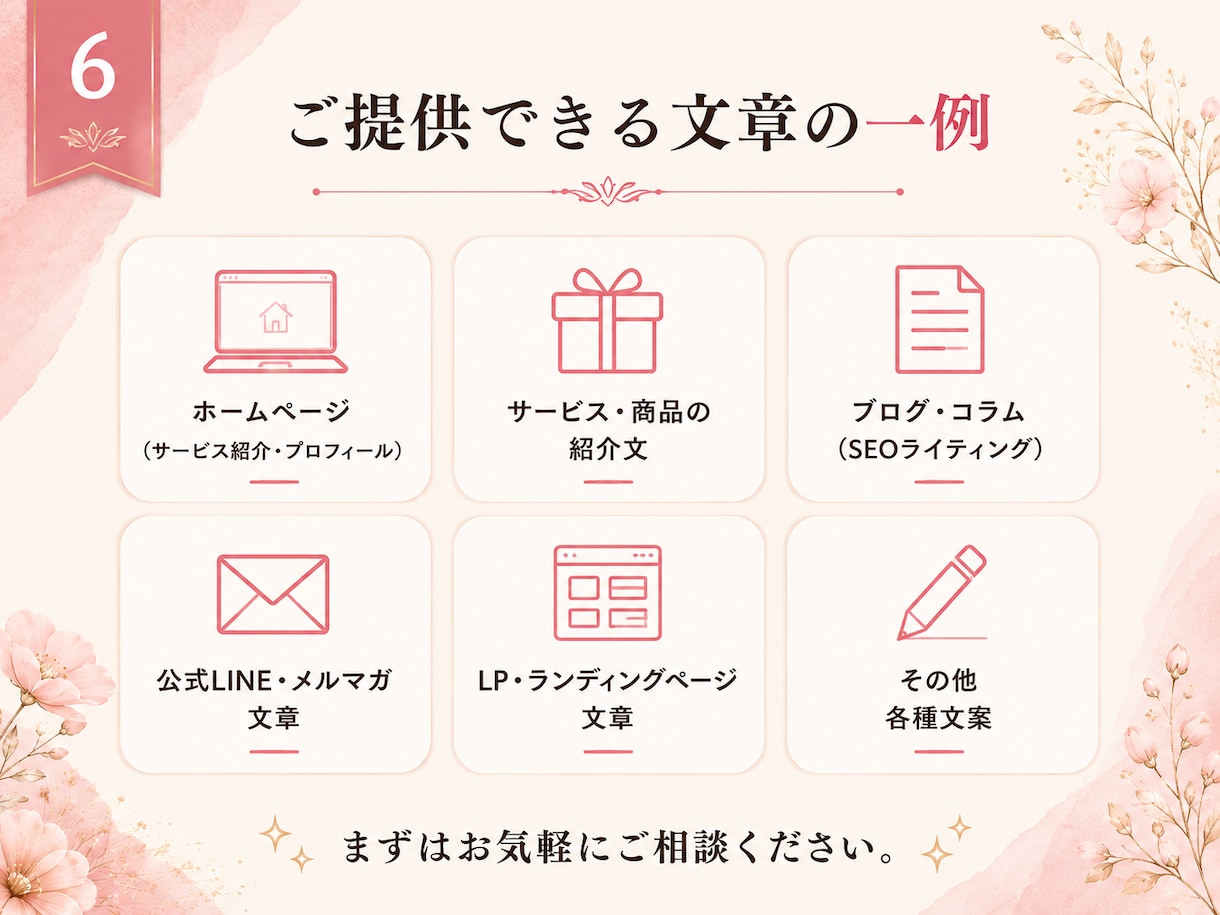 想いを置き去りにしないホームページ文章作成します あなたの想い×お客様目線で、納得できる言葉に。LPなど可能 イメージ6
