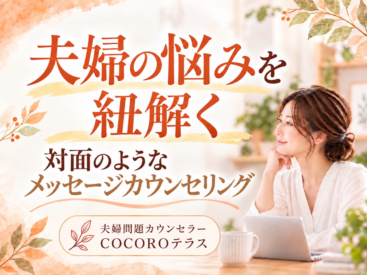 夫婦関係の悩みを一緒に読み解き整理します 夫婦のすれ違いを整理して これからの一歩を一緒に考えます イメージ1