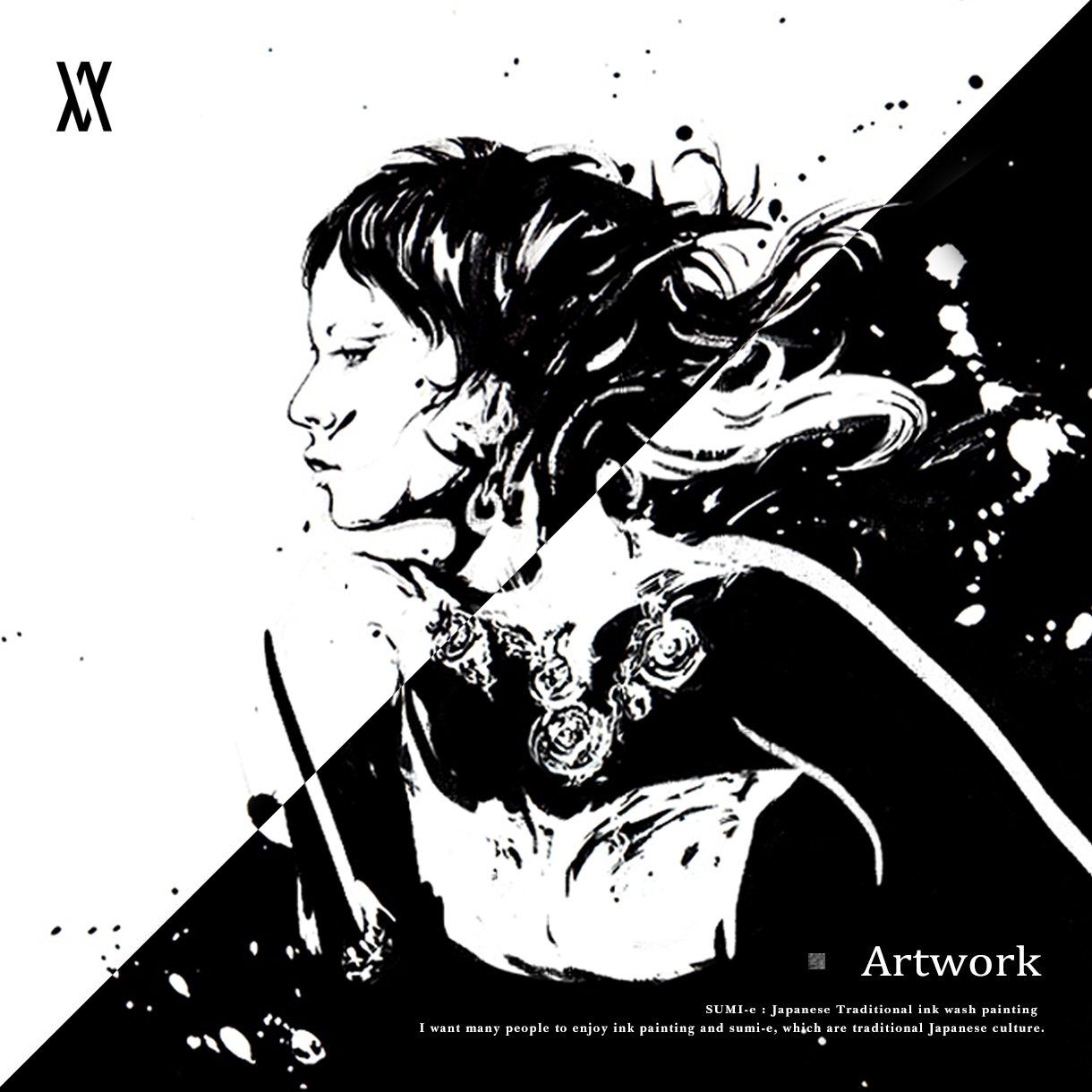 人物の【墨絵イラスト】を作画します 墨が放つ鮮やかなコントラスト。墨絵イラスト制作します。 イメージ1