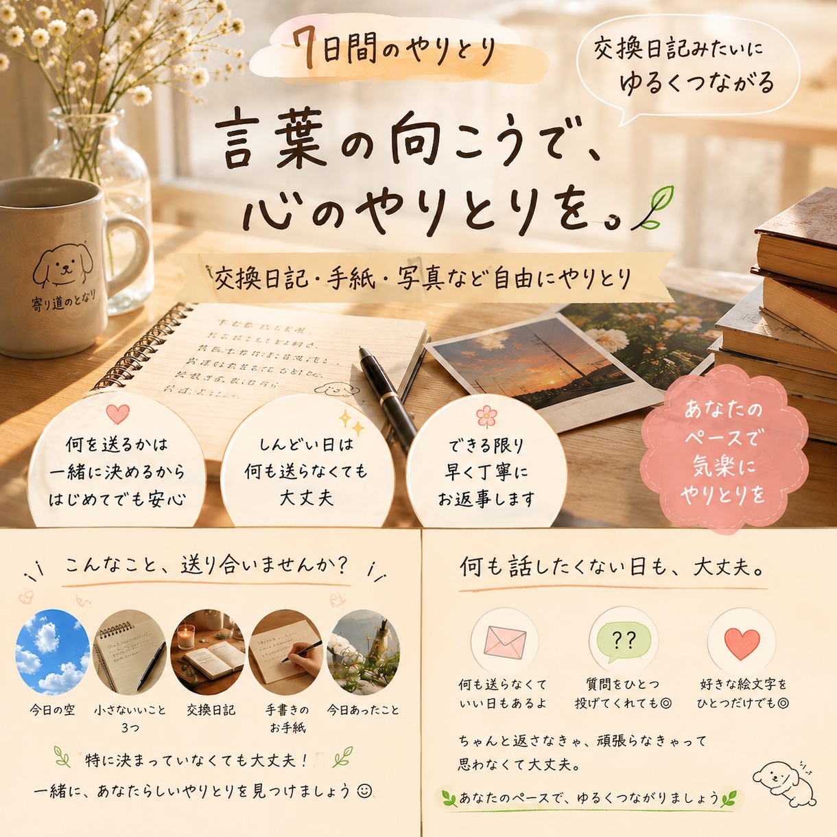 あなたと7日間、交換日記をします 交換日記でも、手紙でも、今日の空でも。 イメージ1