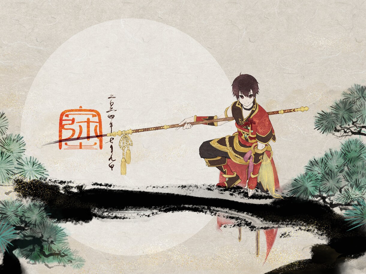 和風イラスト描きます 日本画風ー人物(3人まで)・山水・松竹梅・武器など イメージ2