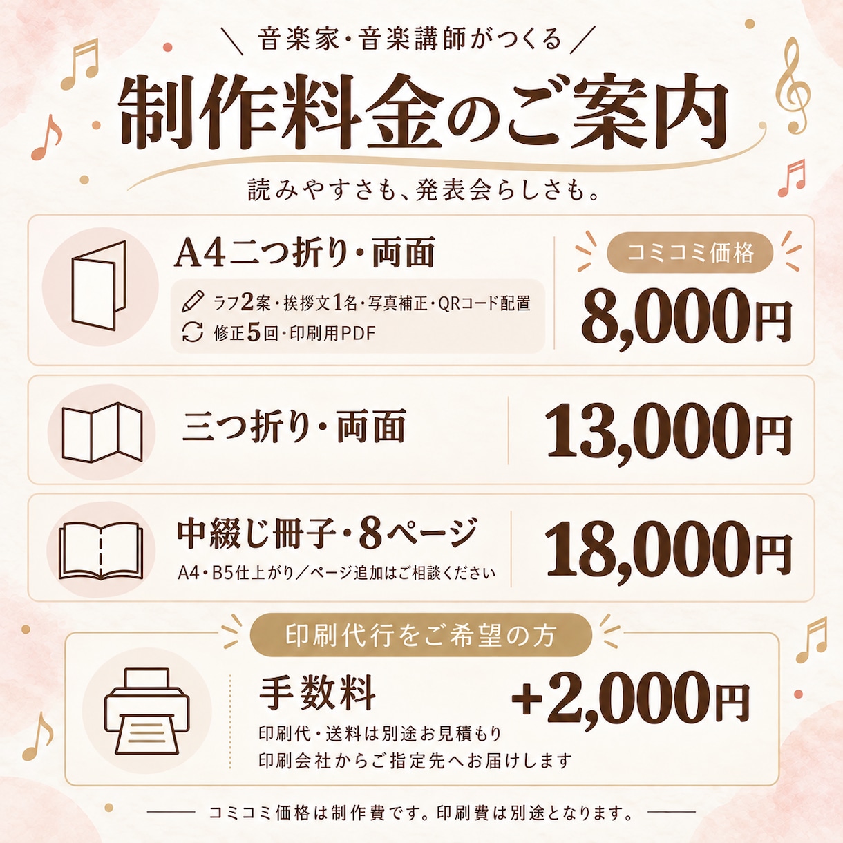 音楽講師が発表会プログラムを丁寧に制作します ラフ2案・修正5回！6項目込みで8,000円 イメージ2