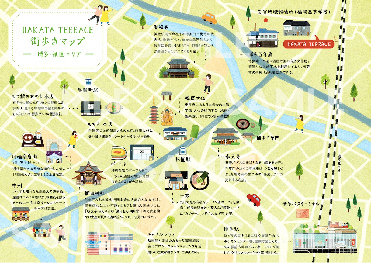 かわいい手書きタッチの地図・MAPイラスト描きます 色鉛筆で描いたような地図です。建物以外もOK！ イメージ3