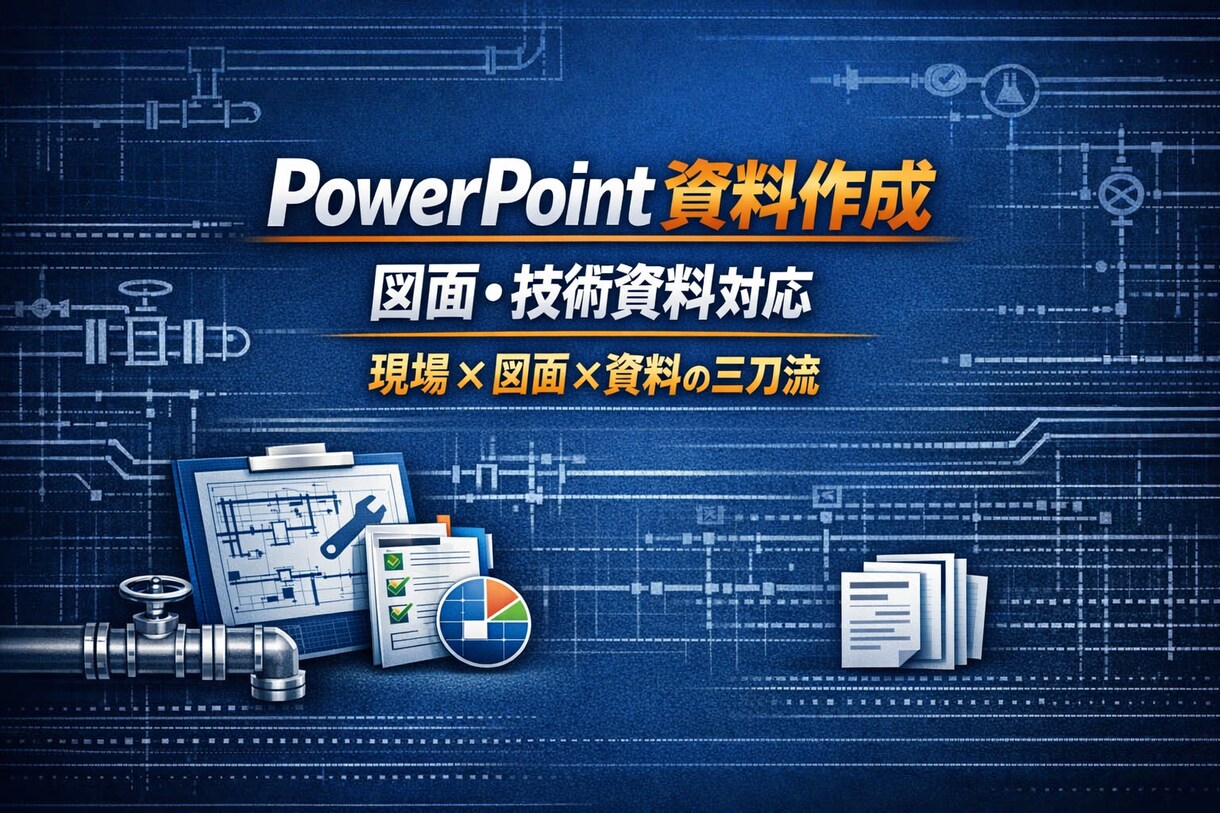 PowerPointで図面・資料作成します 画像やPDFの配管図・設備図をパワポ化 イメージ1