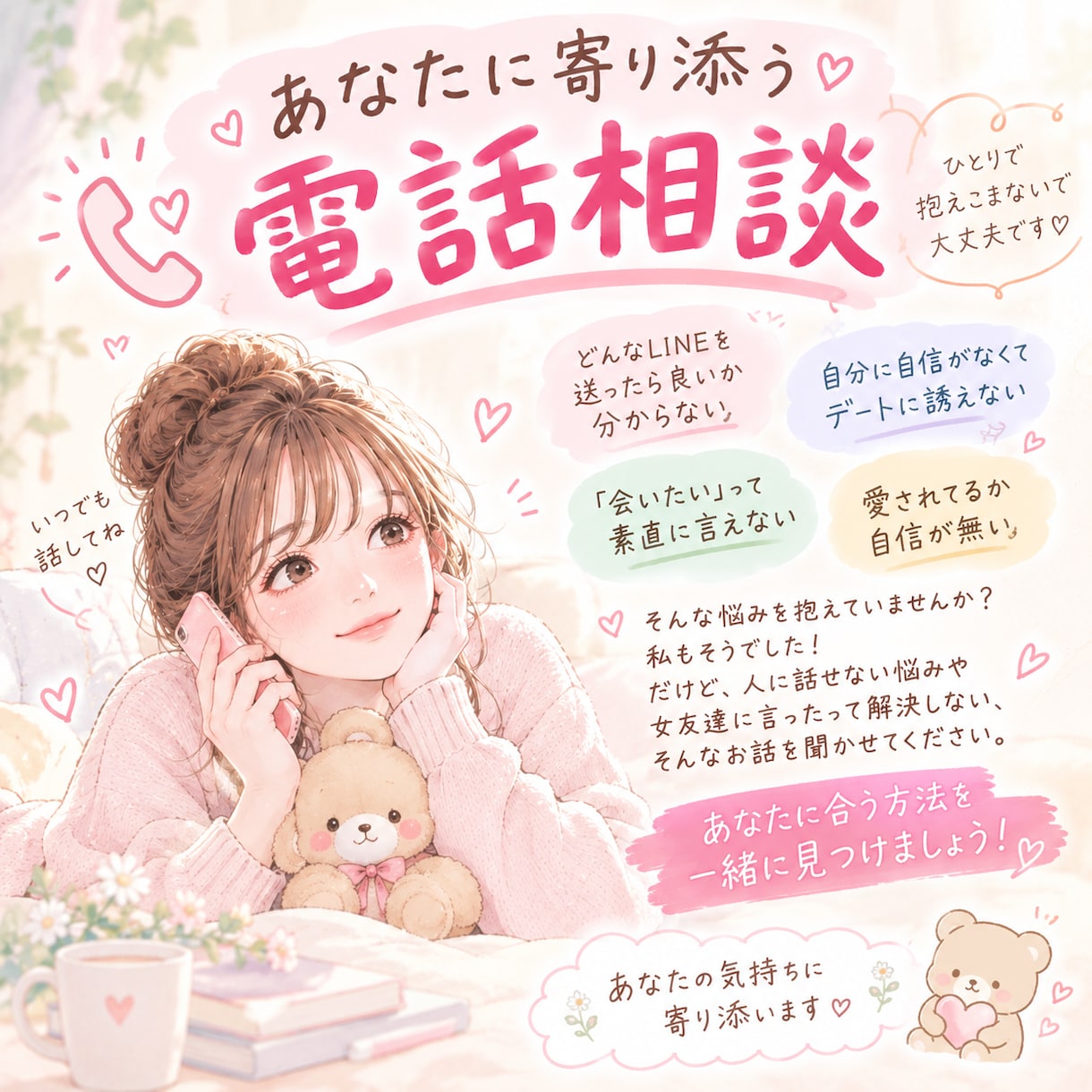 恋愛相談受付ます 不安の波が押し寄せてる時、話せば楽になる！ イメージ1