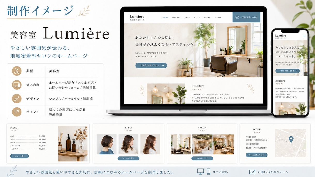 おまかせでシンプルなホームページを制作します 低価格でサクッとWebサイトが欲しい方へ イメージ4