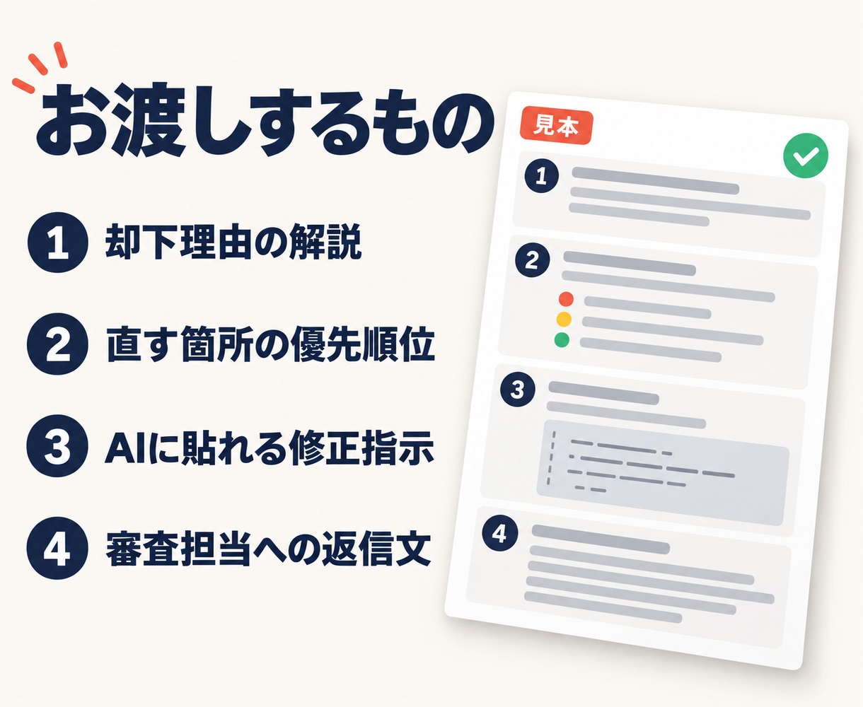 AIで作ったiOSアプリの審査落ちを診断します 却下文の読み解きから、AIに貼れる修正指示までお渡し イメージ3