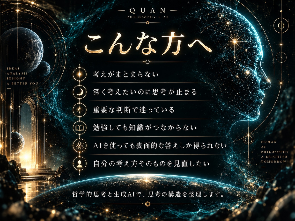 あなたの思考を再設計する設計図を提供します 哲学×AIで、問い・判断・知性の使い方を個別設計 イメージ2