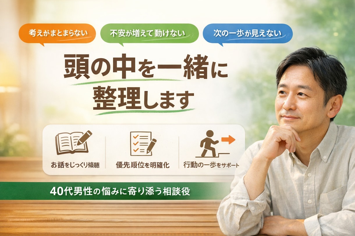 頭の中を整理し、行動に落とすお手伝いをします 人生・仕事・お金の「思考整理相談」 イメージ1