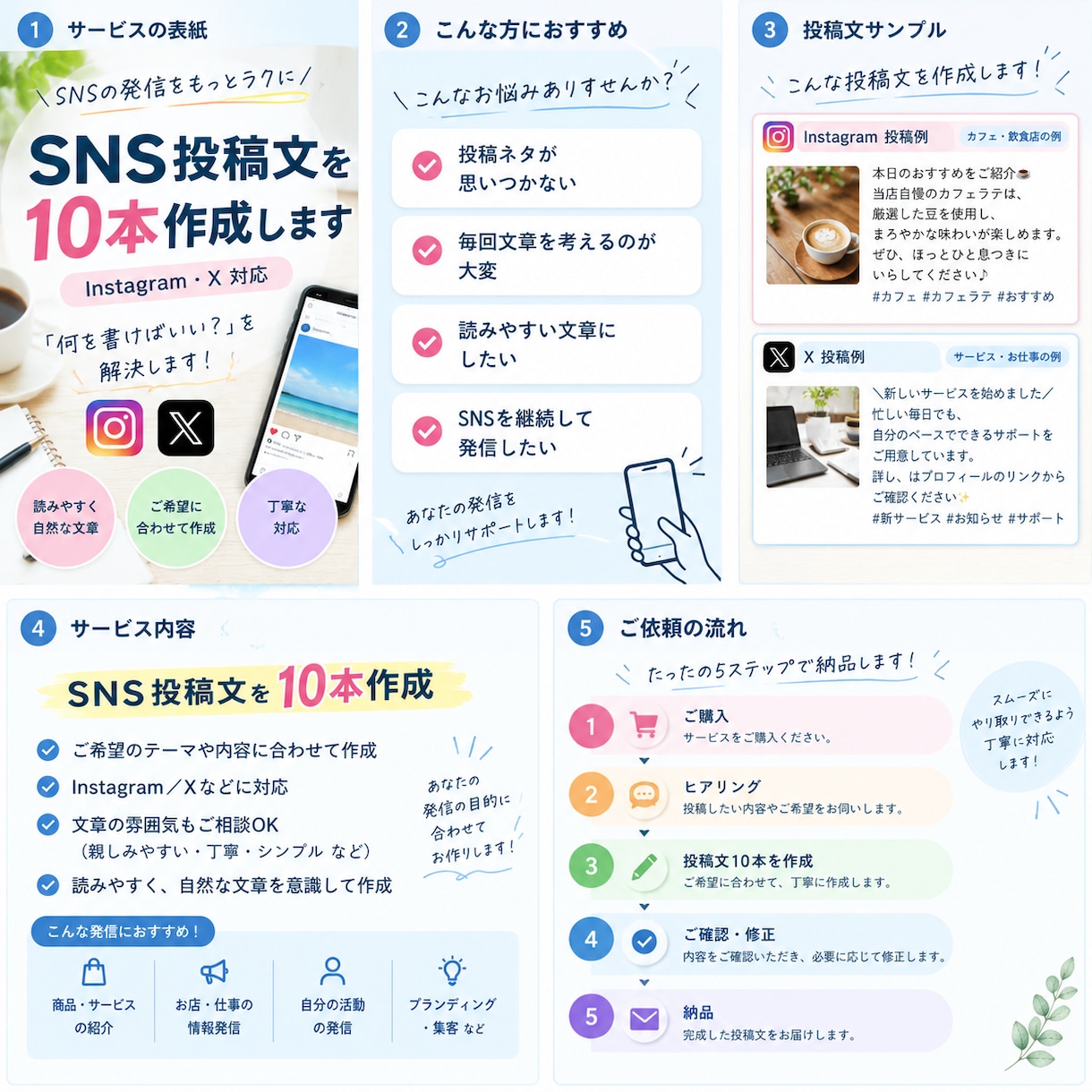 SNS投稿文を10本作成します。ます 「キャッチコピーが思いつかない」という方、お任せください イメージ1