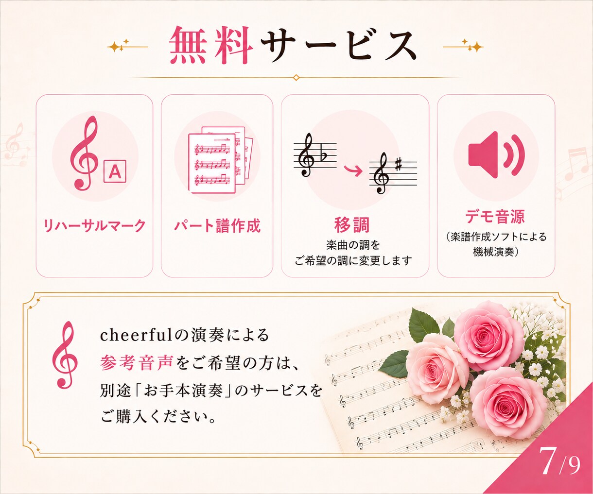 編曲／移調／耳コピ／清書／エレクトーン編曲します 音声つきで簡単確認♪レベルにぴったりのアレンジが得意です！ イメージ7