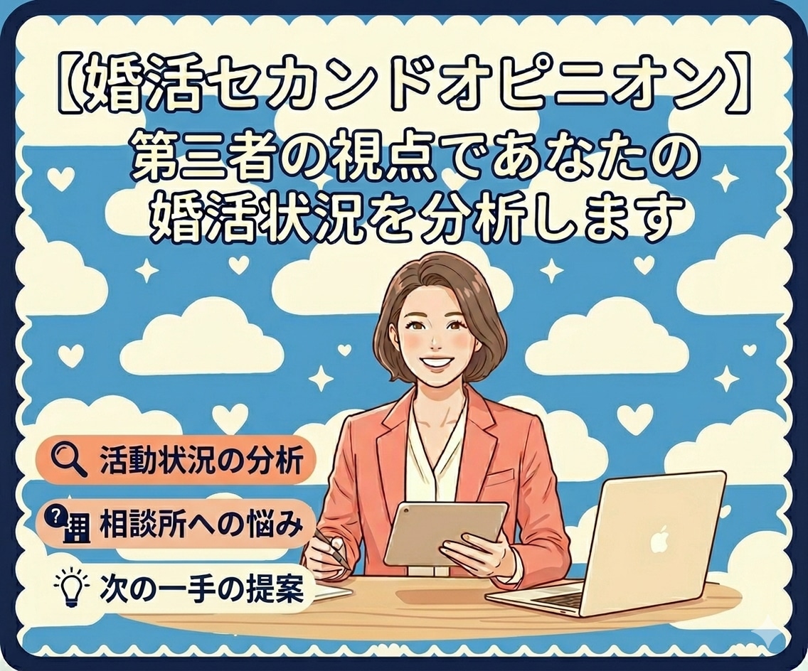あなたの婚活をセカンドオピニオンします 2年で70人以上と会った経験を元にあなたの婚活を分析 イメージ1