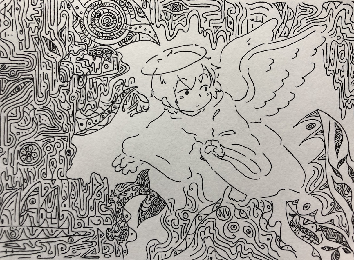 可愛い？不気味？ちょっと不思議なイラスト描きます お部屋の装飾等に！模様、ほんわか絵をボールペン画一発書きで！ イメージ7