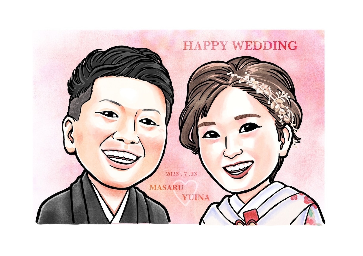 水彩風のカラーの似顔絵をお描きします 【一枚一枚真心を込めて制作します。】 イメージ1