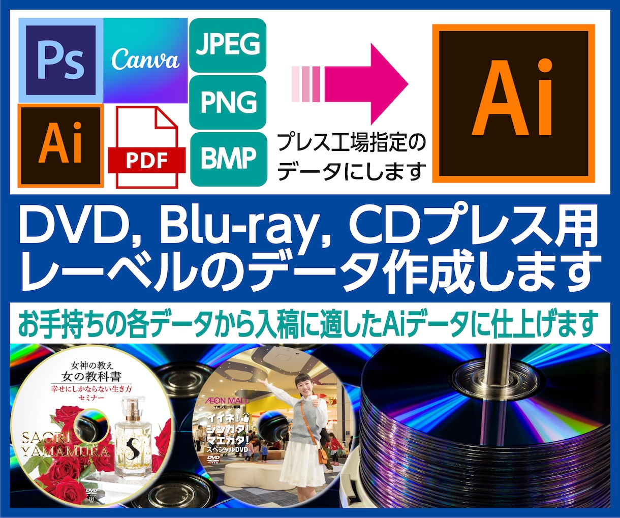 プレス用レーベルのデザイン修正・データ変換します ★プレス工場へ入稿するデータを丁寧・確実にサポートします★ イメージ1
