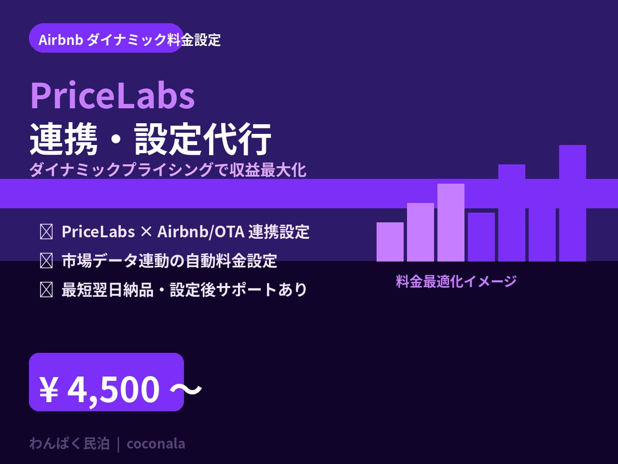 PriceLabs連携・設定を代行します PriceLabsで収益最大化｜民泊ダイナミック設定 イメージ1