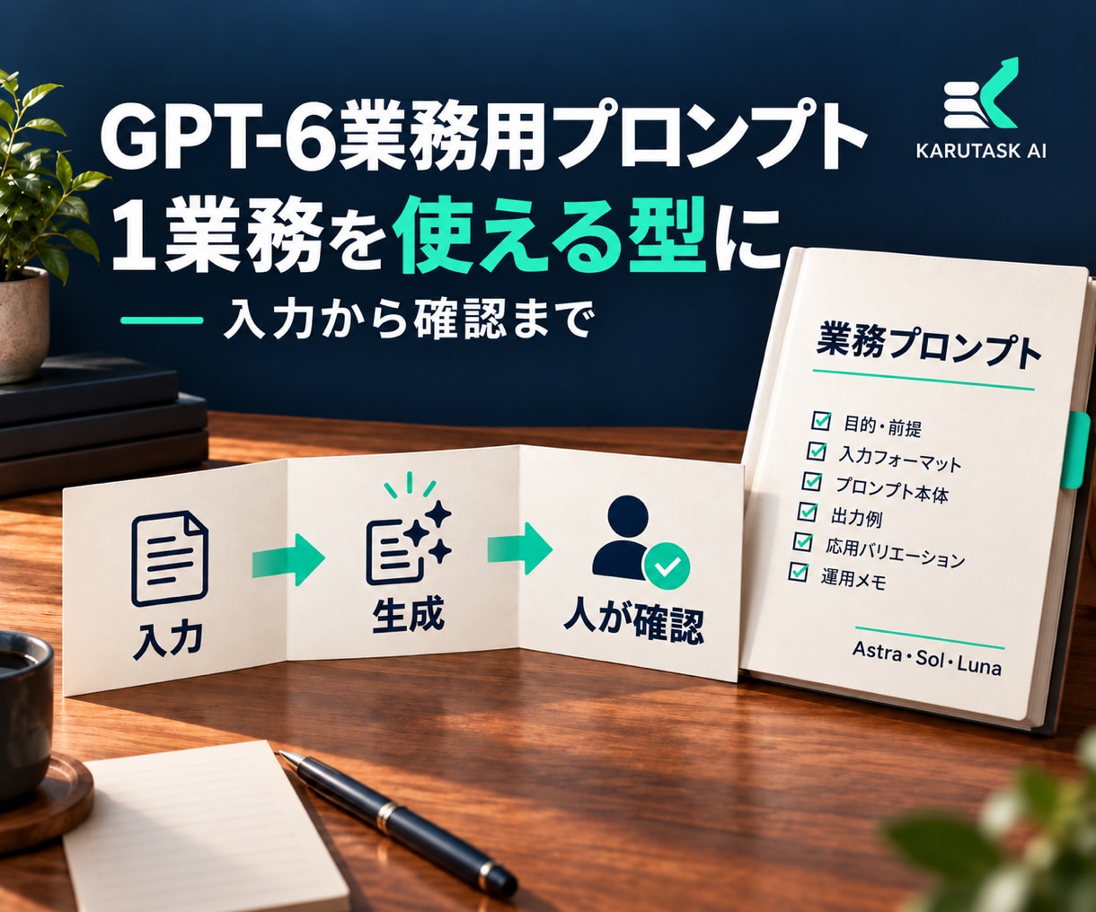 GPT-6の業務用プロンプトを作成します 使えるモデルに合わせ、入力から確認まで整えます イメージ1