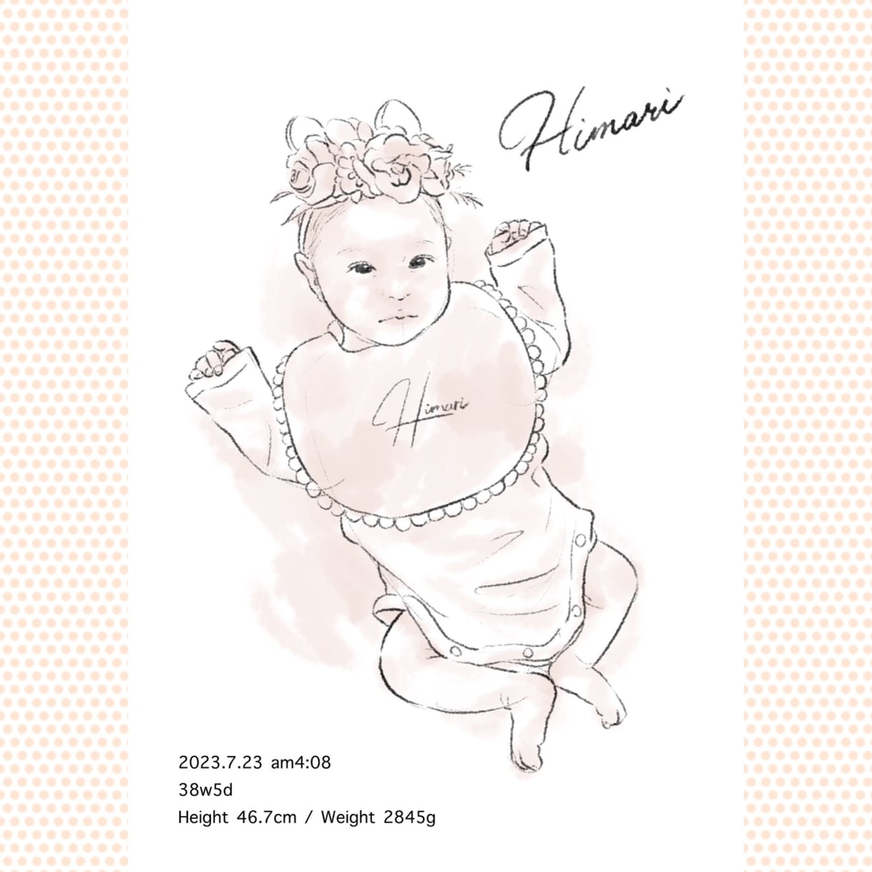 イラストレーターが等身大ベビーポスターを作成します 赤ちゃんのご誕生祝いやプレゼントにいかがですか？送料無料♪ イメージ5
