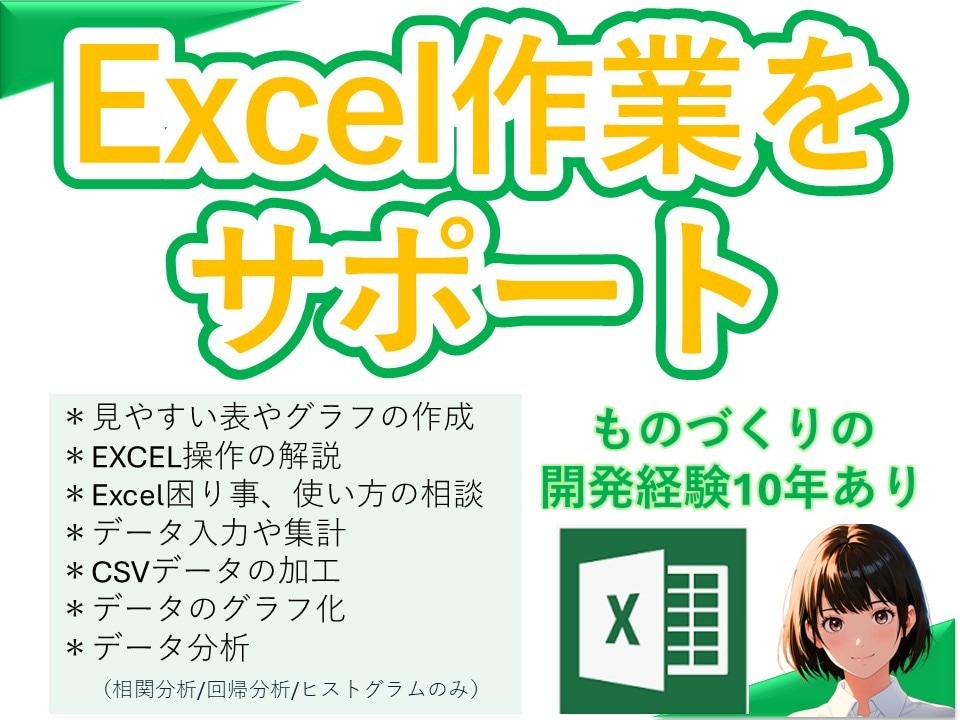 面倒なEXCEL業務をサポートします EXCELが苦手な方の悩みを10年歴の私がサポートします イメージ1