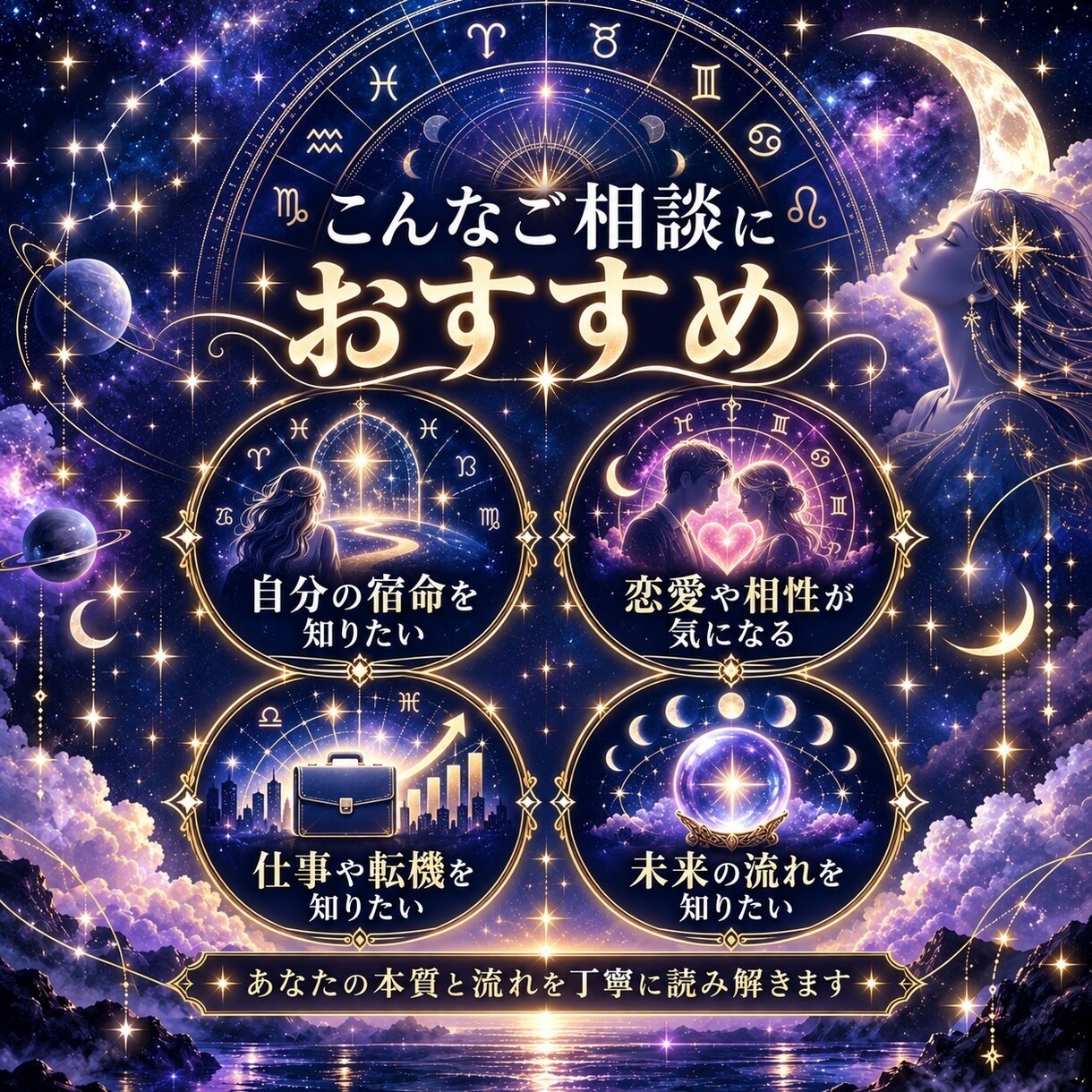 あなたの宿命と未来を読み解く西洋占星術鑑定ます 鑑定士歴10年のプロが、あなたの人生の羅針盤を紐解きます イメージ2