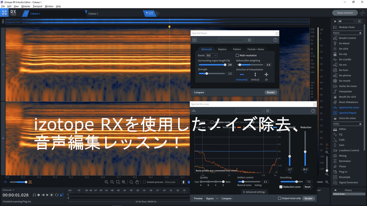 izotope RXの使用方法をレクチャーします 動画製作や音楽制作に必須なRXを使いこなしましょう！ イメージ1