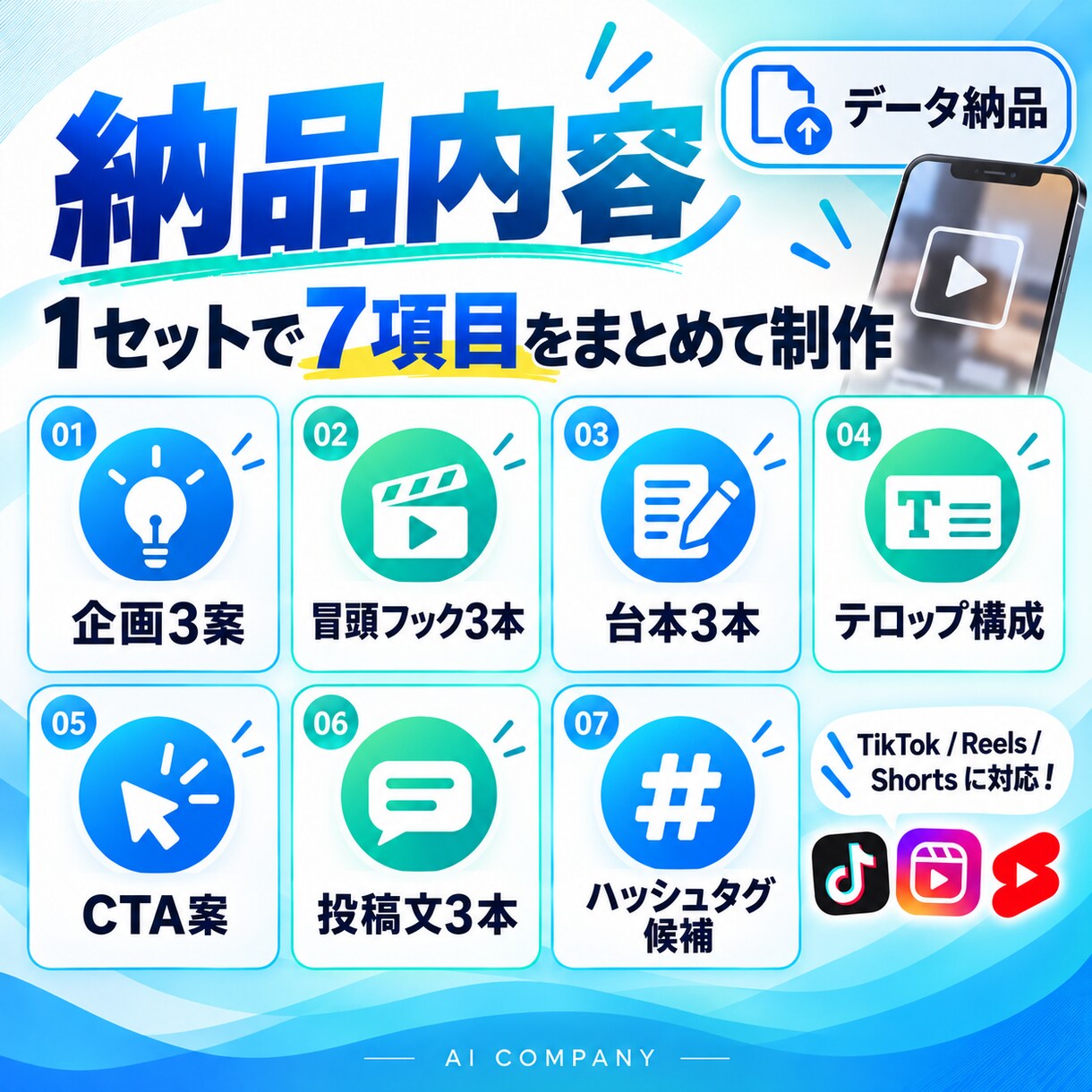 ショート動画の企画台本を3本作ります 冒頭フックから投稿文までまとめて制作 イメージ2
