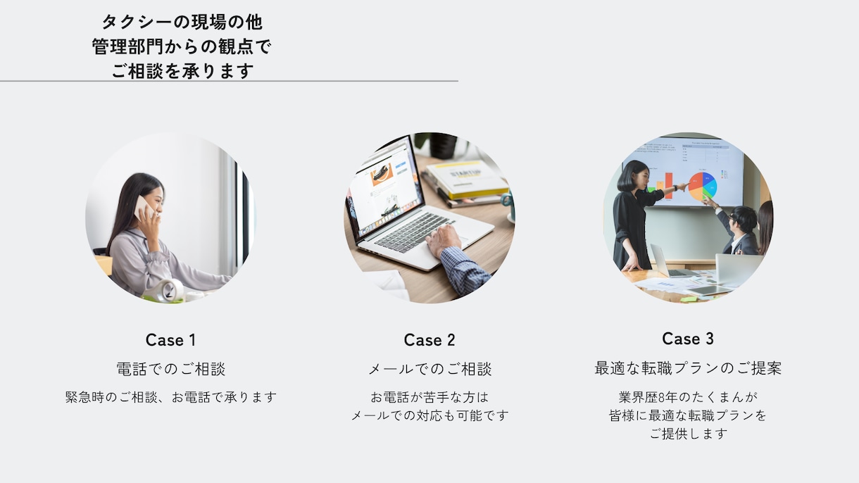 タクシー・ライドシェア業界への転職相談を承ります タクシーの現場の他、管理部門からの観点でご相談を承ります イメージ2
