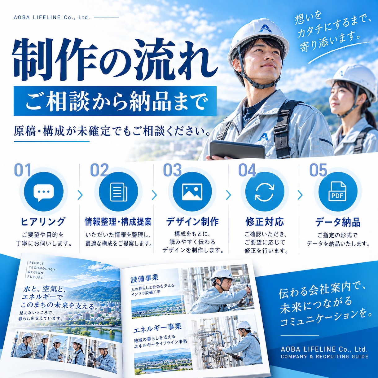 会社案内・採用パンフを構成から制作します 情報整理・構成・コピーからデザインまで一貫対応 イメージ6