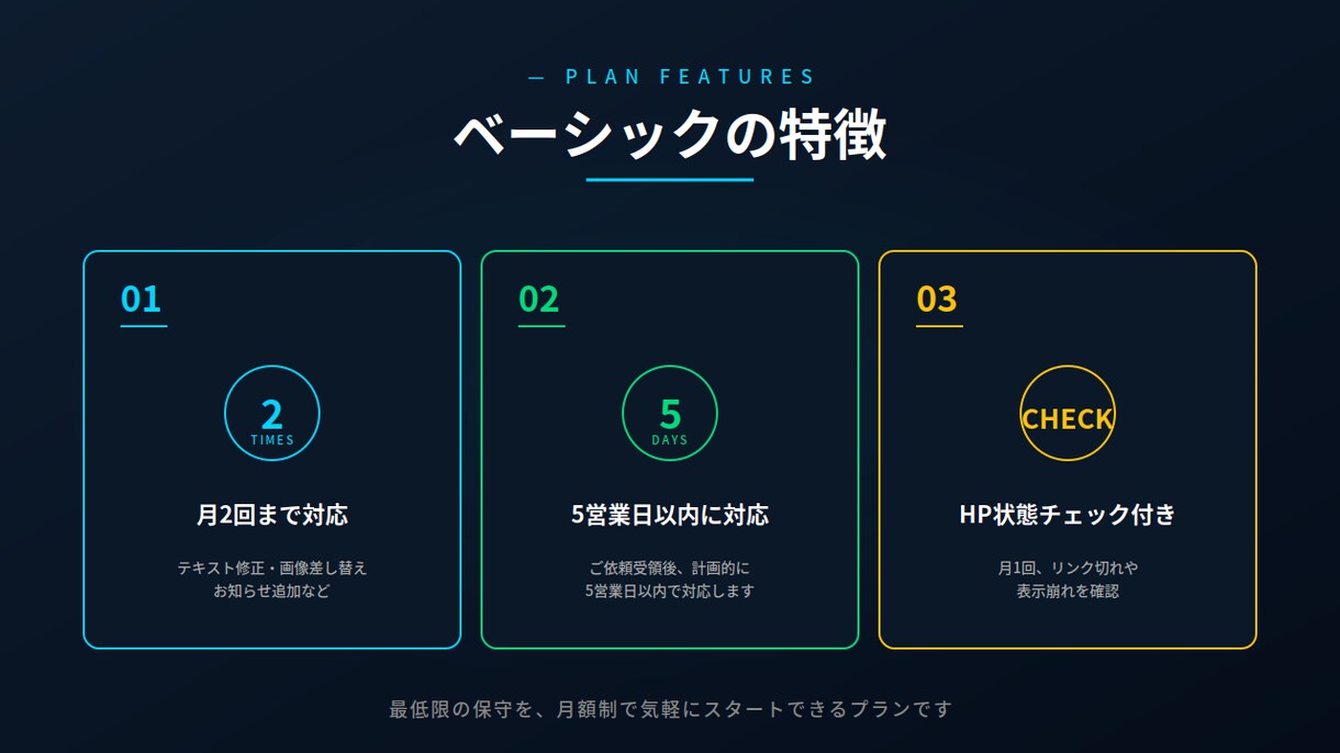 STUDIO製HP保守｜ベーシックプランを承ります 月2回更新｜安心してHPを運用できる保守プラン イメージ2