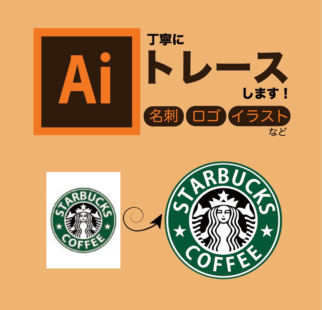 ロゴ・名刺などトレース！Aiデータ作成します お手持ちの画像データをイラレでキレイにトレースします！ イメージ1