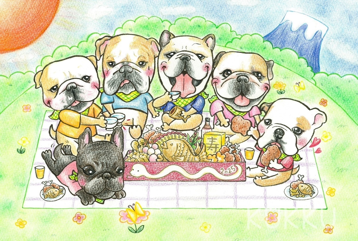 年賀状＆暑中見舞い手描きイラスト作成致します 温かみのあるイラストで想いを伝えませんか(*ᴗˬᴗ)ꕤ*｡ﾟ イメージ1