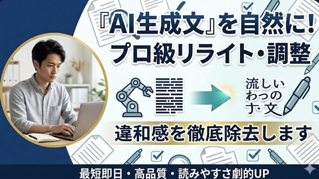 AI生成文を自然に！違和感を消して整えます 最新AIの違和感を徹底除去。人間味のある読みやすい文章へ！ イメージ1