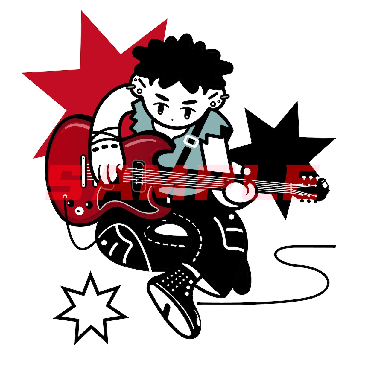 2名様限定価格  人物 X ギター/ベース描きます アイコン書きます。ほかの楽器も可能！お気軽にご相談ください♪ イメージ2