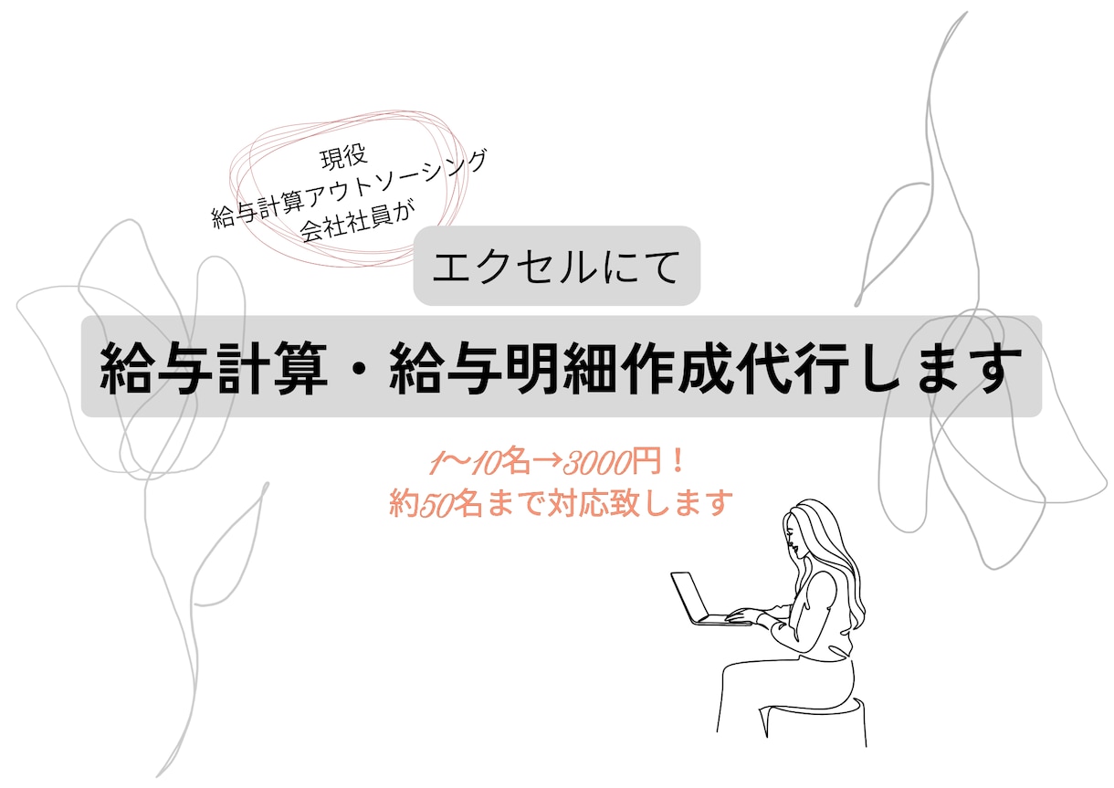 給与計算のプロが、給与計算・給与明細作成します 初回半額(1500円)！給与計算及び給与明細書を作成します！ イメージ1