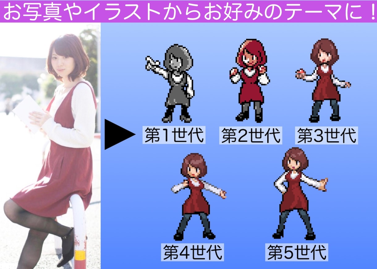 ポケモン風トレーナー【ドット絵】作成致します ポケモントレーナーの皆さん！愛着を形にしてみませんか？ イメージ2