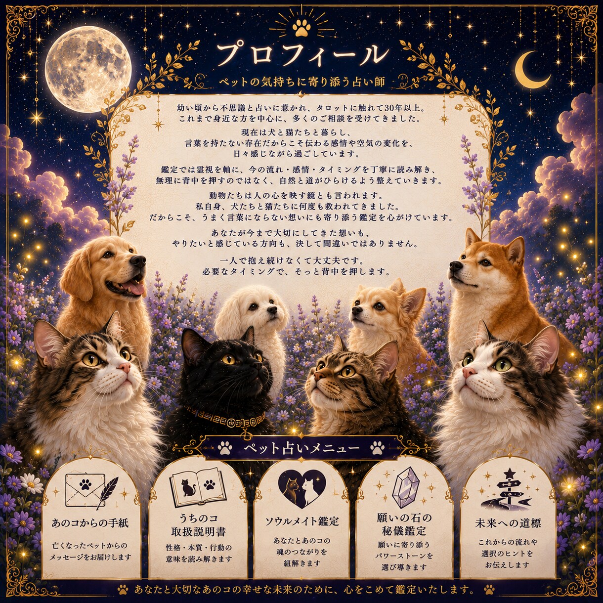 あの子と歩む未来の迷いを照らし進む道を教えます 数秘と星の導きであなたとペットが輝く未来へ案内します イメージ2
