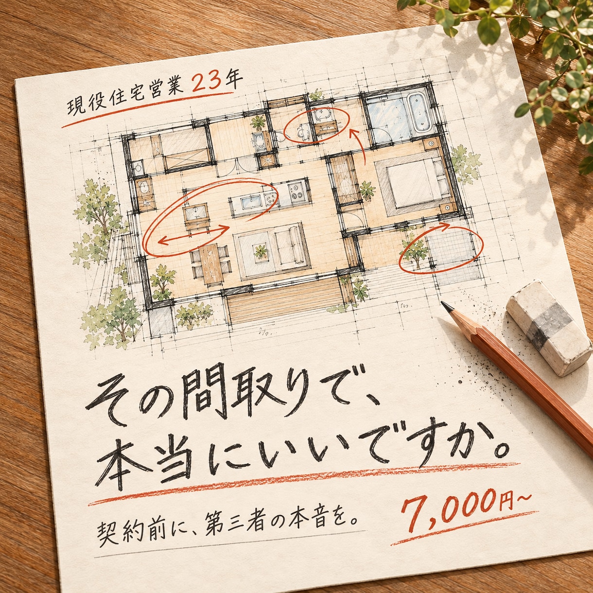 一筋23年現役営業が間取りプラスアップ提案致します この間取りで大丈夫？その悩み、ベテラン営業目線で納得の提案へ イメージ2