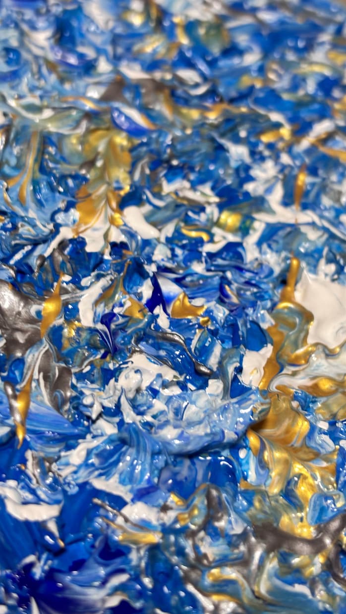 アクリル絵の具で抽象画を描きます キャンバスに青い絵を描きます！部屋の彩りにどうぞ！ イメージ1