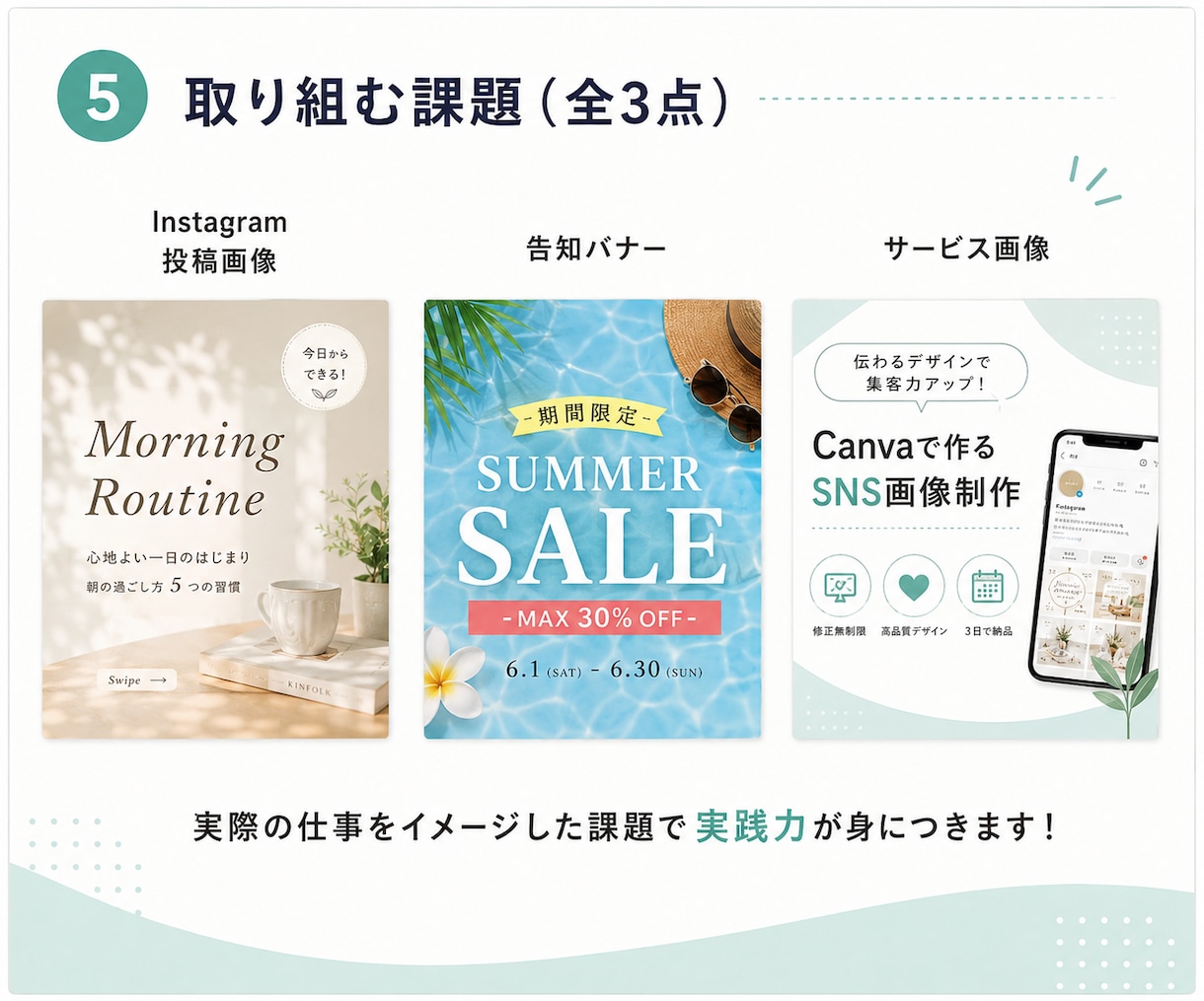 Canva初心者に実践デザインを教えます 動画と課題添削で仕事に活かせるデザインを基礎から学ぶ イメージ5