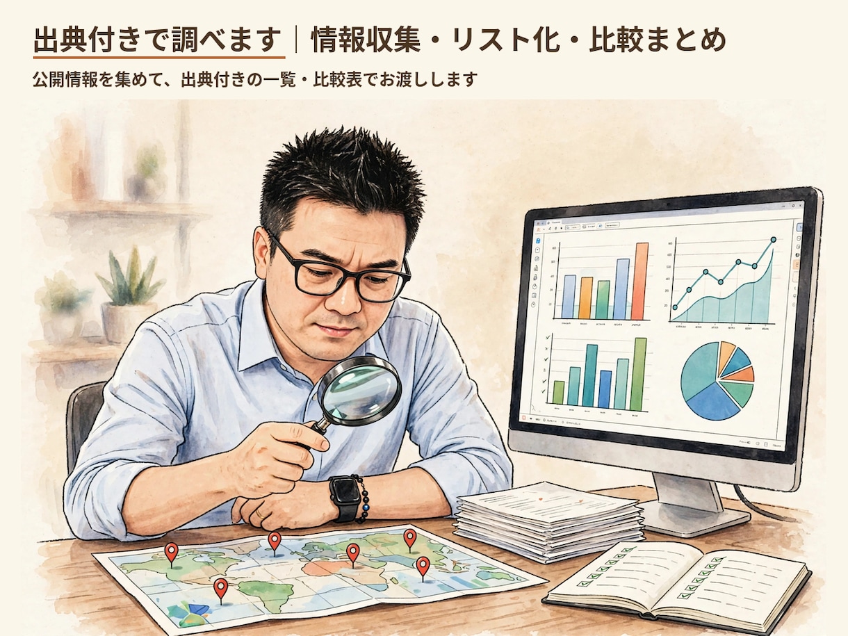 出典付きで調べます 情報収集・リスト化・比較まとめ イメージ1