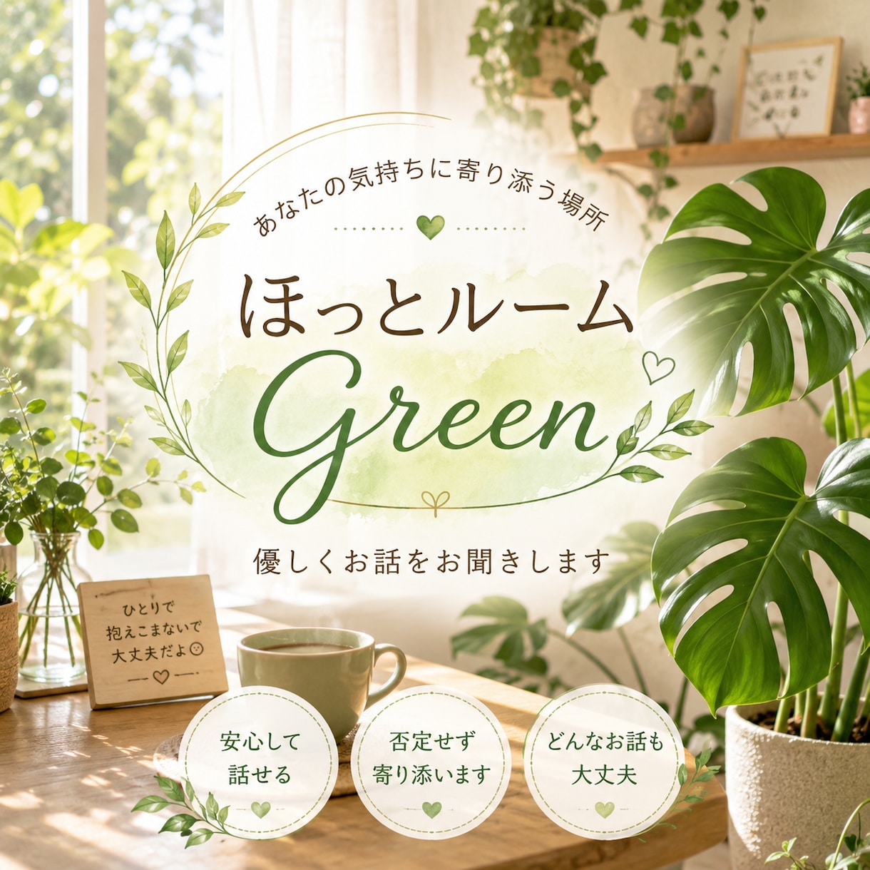 心が少し軽くなるまでお話をお聞きします どんなお悩みも否定せず寄り添います イメージ1