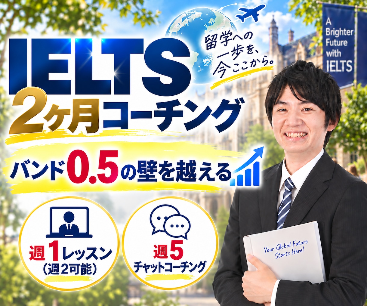 2ヶ月集中！IELTSスコアアップ実現します レッスン8回＋週5回進捗チェックの寄り添い英語学習サポート イメージ1