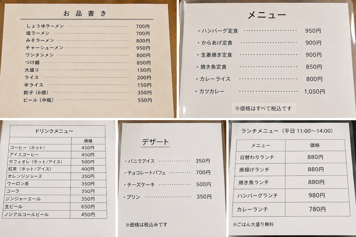 価格改定だけ、自然なメニューへ作り替えます 「シール修正」で、お店の印象を損ねていませんか？ イメージ2