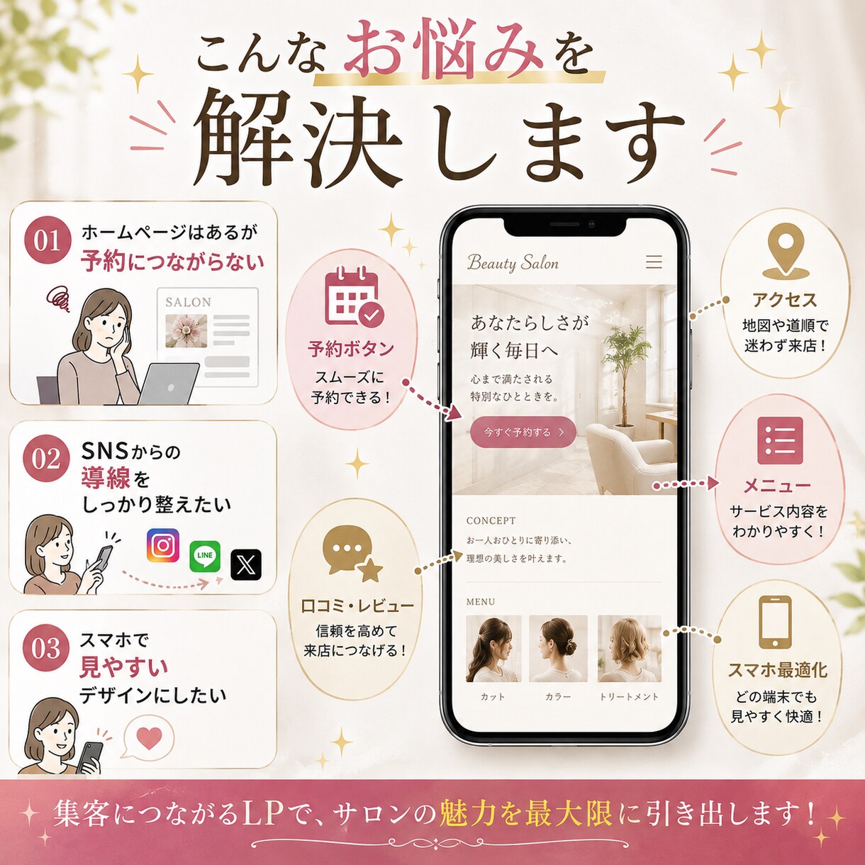 店舗・サロン向けの集客LP制作します 【先着5名】スマホ対応と集客導線を備えた1ページを制作します イメージ2