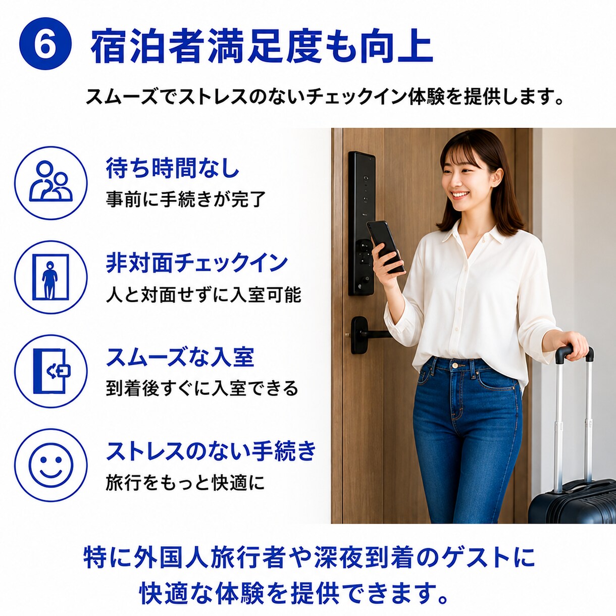 民泊チェックイン（ＩＣＴ）システムを使用頂けます 民泊運営をもっとラクに、もっと安全に イメージ6