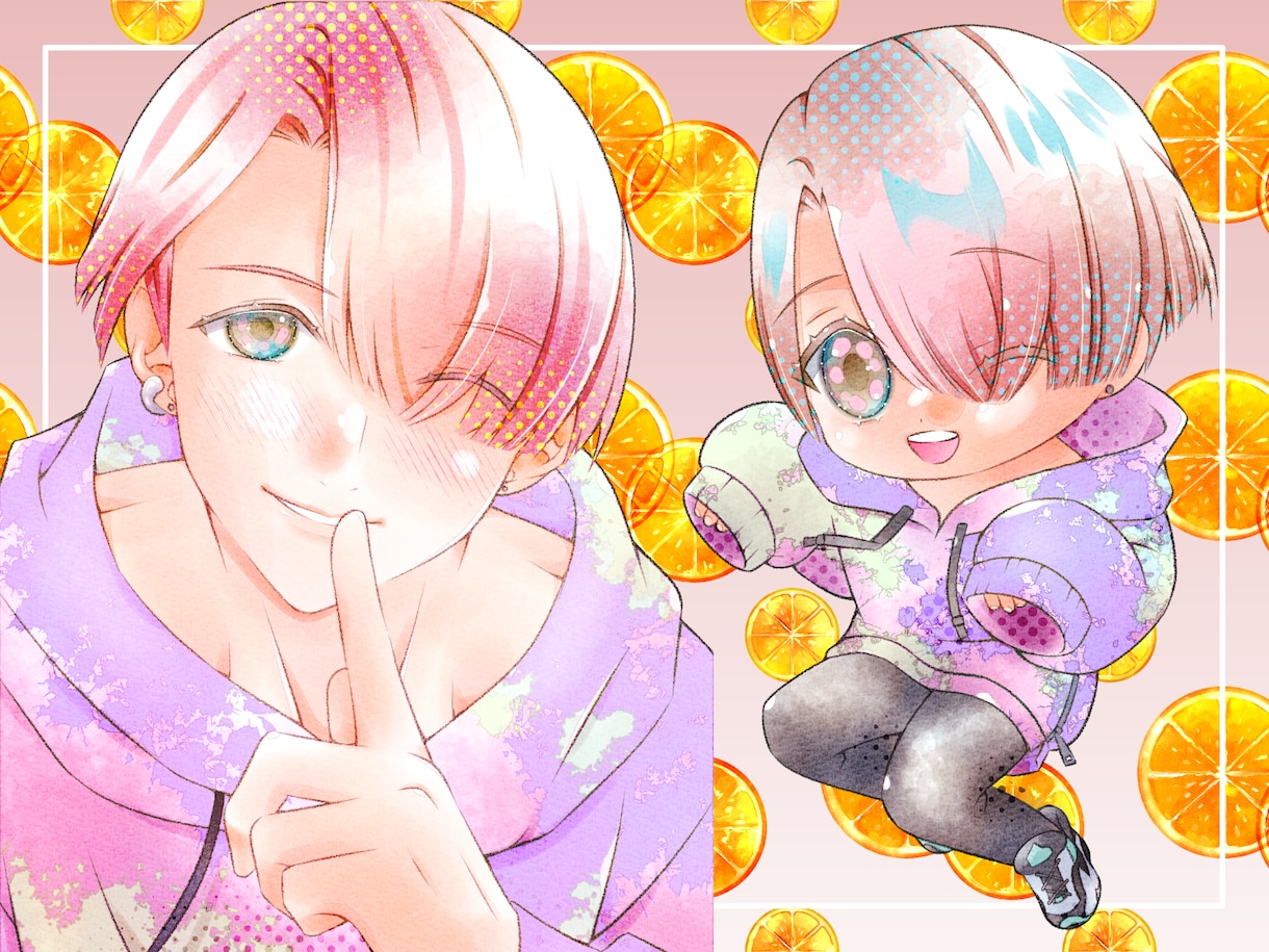 お顔をアピール✧キラキラふんわりなイラスト描きます かわいい＆かっこいい✧等身✧SDデフォルメちびキャラ イメージ2