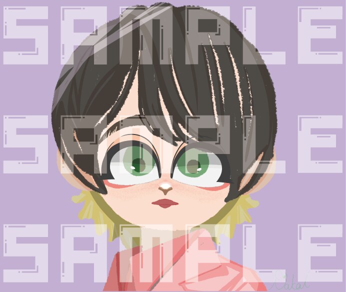 商用◎配信・グッズに！主線なしキャラ制作します 印象的な目とモダンな色彩。SNSアイコンやグッズ、企業用に イメージ3