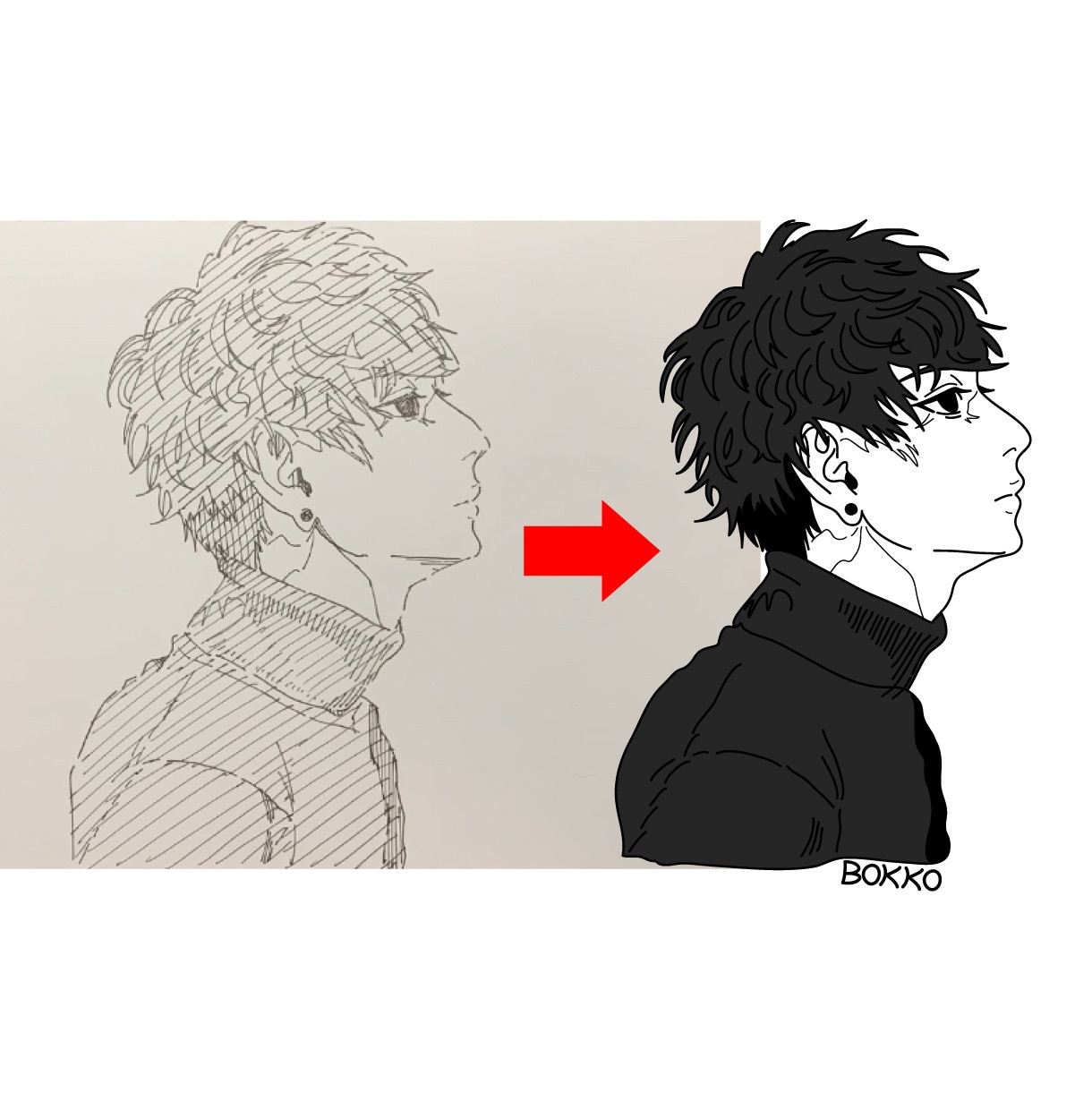 人物をアニメ風にイラスト化します 人物/白黒/シンプル/アニメ風/似顔絵 イメージ4